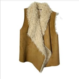 Xhilaration Tan Faux Fur Suede Vest
